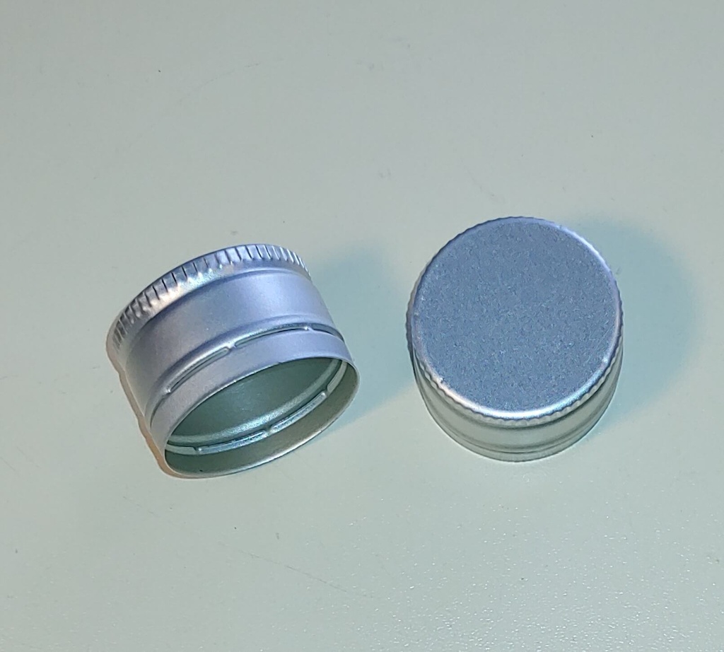 [BOLSA X 50 ] Tapa 28mm X 18mm Pilfer Proof | con Rosca | Plateado | Importado