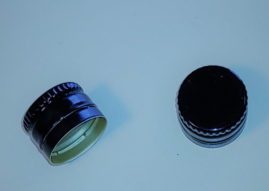 [BOLSA x 100] Tapa 18mm X 12mm Pilfer Proof | con Rosca | Negro | Importado