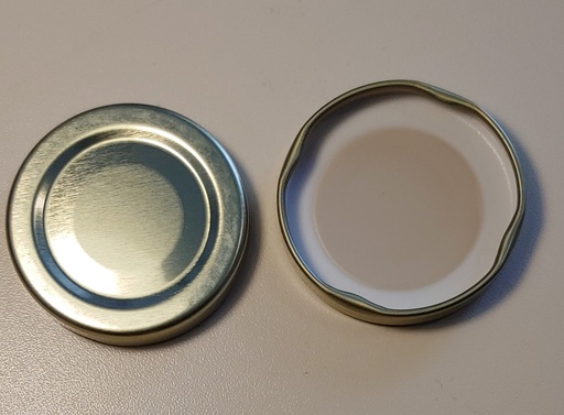 [TO43SBDOBC] [BOLSA X 50 ] Tapa 43mm Twist Off Metálica Bemasa | sin Botón | Dorado | Importado