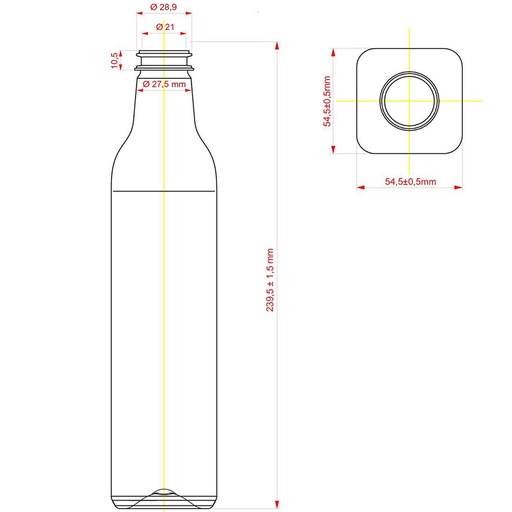 [ES673210B] [BANDEJA x 48]  Es-673 Marasca 500ml Nacional Tap. 31.5mm | Rosca | Incoloro