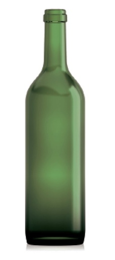 [W328312B] [BANDEJA x 30] W-328 Botella de Vidrio Burdeo 750ml Tap. 30mm | Corcho | Verde